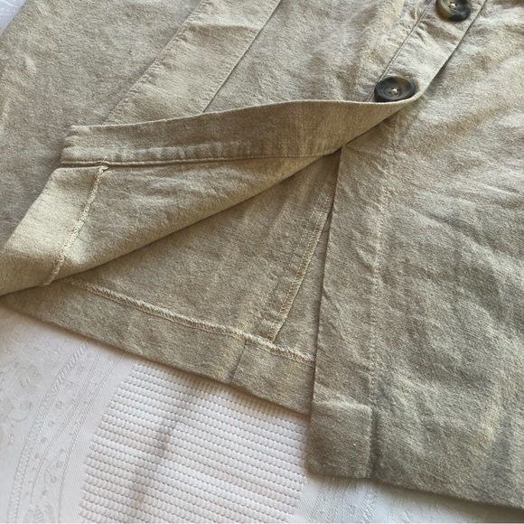 Daisy Grace Women’s Size M High-Waisted Khaki Linen Skirt Belted Large Buttons - Picture 12 of 16